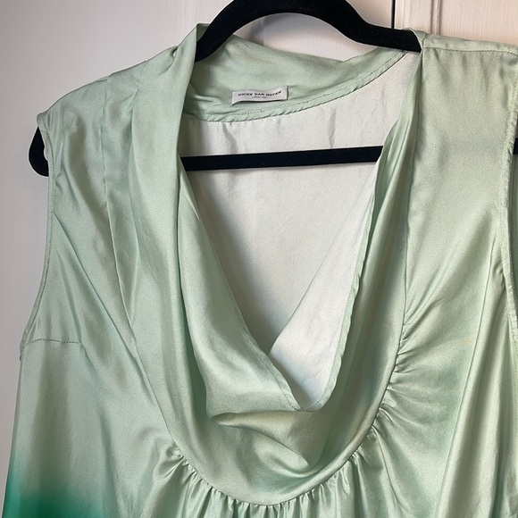 Dries Van Noten Silk Blouse Top Tank Ombre Cowl Neck Size 40 Sleeveless - Picture 2 of 7